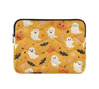 Classical 15 Inch 16 Inch Orange Ghost Pumpkin Halloween Pattern Print Travel Laptop Sleeve Bag