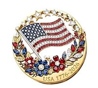 Classical 250 Years America Independence Commemorative Brooch Zn Alloy Star Flower Coating Corsage Pin America Flag Lapel Pin