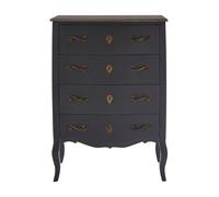 Classical 4 Drawer Dark Grey Chest, Bayur Wood Accent Cabinet with Brass Baroque Handles, Storage Drawer Unit Interiors by Premier Grey One Size