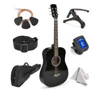 Classical Acoustic Guitar For Kids By MasterPlay- 30” Beginner Guitar For Learners- Accoustic String Starter Kit: Guitar Bag, Tuner, Strap, Extra Strings, Picks, Wash Cloth, Capo (Black)