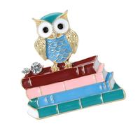 Classical Alloy Owl Reading Book Brooch Elegant Renaissances Styles Jewelry Unique Book Pin for Women and Men Knowledge Symbol Brooch