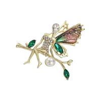 Classical Alloy Winged Girl Brooch Statement Pin Decorated with Sparkling Rhinestones for Stylish Outfit Upgrade Chest Flower