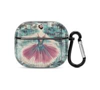 Classical Ballet Elegant Ballerina Bluetooth Earbuds Case Cover Full Body Shockproof Protection Hard Case Support Wireless Charging with Keychain Personalized Gift for AirPods 3
