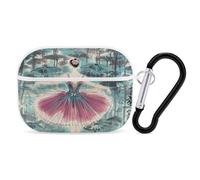 Classical Ballet Elegant Ballerina Earbuds Organizer Shockproof Protective Airpods Pro Cover with Carabiner Clip Anti Fall Carrying Earphone Case Cover for Airpods Pro 2nd Generation White
