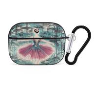 Classical Ballet Elegant Ballerina Earbuds Organizer Shockproof Protective Airpods Pro Cover with Carabiner Clip Anti Fall Carrying Earphone Case Cover for Airpods Pro 2nd Generation Black