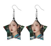 Classical Beauty Wooden Earrings for Women, Vintage Elegant Wood Jewelry, Lightweight Earrings for Wedding, Party, Everyday Jewelry Gift, Star, Wood, wood