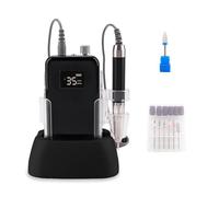 Classical Black Rechargeable Nail Drill Machine Nail Sander Manicure Tool Quiet 85w Brushless 35000rpm Cordless Drilling Base(Samll Screen)