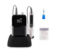 Classical Black Rechargeable Nail Drill Machine Nail Sander Manicure Tool Quiet 85w Brushless 35000rpm Cordless Drilling Base(Wave)