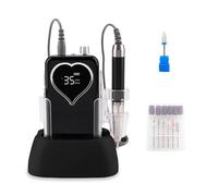 Classical Black Rechargeable Nail Drill Machine Nail Sander Manicure Tool Quiet 85w Brushless 35000rpm Cordless Drilling Base(Heart)