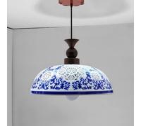 Classical Blue and White Porcelain Ceramic Chandelier Adjustable Pendant Light Ceramic Shade Lighting Ceiling Light(Size:31cm,Color:1)
