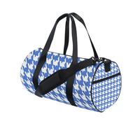 Classical Blue White Houndstooth Large Capacity Travel Duffel Bag Trekking Large Carry On Airport Bag