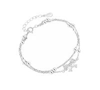 Classical Bowknot Accent Double Layer Wristband Adjustable Copper Chain Stylish Jewelry Her Lightweight Wrist Jewelry
