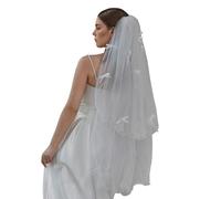 Classical Bridal Veil Pearls Studded Sheer Hair Accessory With Elegant Ribbon Decoration Wedding Headpiece Easy To Fix Bridal Tulle Veils