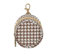 Classical Brown White Houndstooth Khaki Baby Boy Pacifier Holder Case with Zipper and Clip Cash Coin Purse, Travel Accessories estuche para chupones