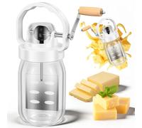 Classical Butter Churner,1.5L/51oz Manual Butter Churn with Wooden Handle and Glass Jar,Hand Crank Mason Jar Blender Tool Kitchen Gadget for Baking