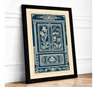 Classical Cabinet Design Botanical Framed Wall Art Print A1 (84.1×59.4cm) Black, Wall Decor for Living Room, Bedroom, Office & Home, Ready to Hang, Art Gift