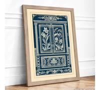 Classical Cabinet Design Botanical Framed Wall Art Print A4 (29.7×21cm) Oak, Wall Decor for Living Room, Bedroom, Office & Home, Ready to Hang, Art Gift