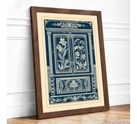 Classical Cabinet Design Botanical Framed Wall Art Print A4 (29.7×21cm) Walnut, Wall Decor for Living Room, Bedroom, Office & Home, Ready to Hang, Art Gift