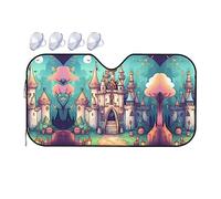 Classical Castle Print Car Windshield Sun Shade, Vehicle Front Window Shield Cover Sun Visor Protection