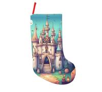 Classical castle Print Large Christmas Stockings 18 In, Beautiful Festive Gift Holder Bag,Holiday Xmas Party Socks