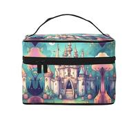 Classical castle Women's travel cosmetic bag, (9x6.5x6.2 inches) portable large capacity cosmetic bag, large cosmetic bag storage bag for girls, Black, One Size, Black, One Size