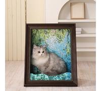Classical Cat Scratcher Bed,Cat Frame Cave Bed Set,Scratch-Resistant Art Board & Waterproof Photo Frame,Modular Cats Cave with Washable Fabric for Indoor Cats (Blue, 44*35*52cm/17.3*13.7*20.4in)