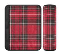 Classical Checkered Red Black 2 pcs car Shoulder Strap pad, Stop seat Belt Cutting into Neck, Safety Belt Cover for Airplane Auto Sedan 10x7.7 in forro para cinturon de seguridad