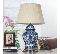 Classical Chinese Blue and White Porcelain Table Lamp, Cloth Lampshade, Home Decoration, Bedroom Bedside Ceramic Table Lamp, Living Room, Corridor, Study Room, Lounge (Color : B)