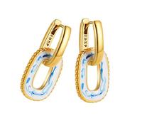 Classical Chinese Porcelain Ear Cuff Elegant Blue Pattern Copper Base Jewelry For Women Sophisticated Daily Use Blue And White Porcelain Ear Clips