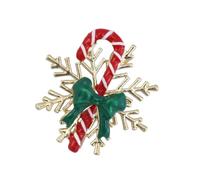 Classical Christmas Snowflake Cane Pin Alloy Jewelry Creative Themed Party Brooch for Holiday Event and Gifting Alloy Christmas Chest Pin