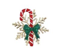 Classical Christmas Snowflake Cane Pin Alloy Jewelry Creative Themed Party Brooch for Holiday Event and Gifting Alloy Christmas Chest Pin