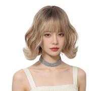 Classical Curly Wigs with Bangs Artificial Hair Full Head Covering Hairpiece Lightweight and Classical Curly Wigs with Bangs Artificial Hair Full Head Covering Hairpiece