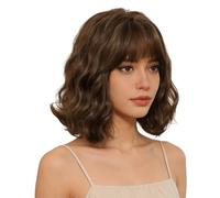 Classical Curly Wigs with Bangs Artificial Hair Full Head Covering Hairpiece Lightweight and Classical Curly Wigs with Bangs Artificial Hair Full Head Covering Hairpiece