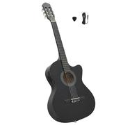 Classical Cutaway Guitar 4/4 (39") Black Basswood Nylon 6-String 4-Band EQ Pack.