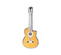 Classical Cutaway Guitar Pin Badge by Geepins | Miniature Brooch | 52 mm Length | Wear on Backpack, Shirt, Jacket, Lapel, Hat, or Tie | Presented in a Guitar Case Gift Box