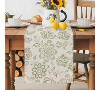 Classical Ethnic Flower Leaves Table Runner 36 Inches Long, Traditional Tribal Floral Washable Table Runners Heat-Insulation Kitchen Dining Table Decorations for Home Party Decor 13x36in
