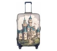 Classical Fairy Tale Castle04 Luggage Cover Elastic Washable Stretch Suitcase Protector Anti Scratch Travel Cover, White, S