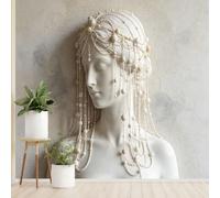 Classical Female Statue Portrait Wall Mural Gr oddess Sculpture Face Non-Woven Wallpaper Luxury Artistic Marble Sculpture Photo Wallpape 130 x 80 cm Beige White Wall Decor for Living Room Bedroo