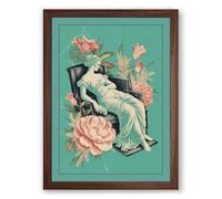 Classical Figure in Roses Boho Framed Wall Art Print A2 (59.4×42cm) Walnut, Wall Decor for Living Room, Bedroom, Office & Home, Ready to Hang, Art Gift