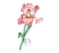 Classical Floral Drip Oil Pin with Pearls Detail, Formal | Artisanal Enameled Irises Pin, Alloy Craftsmanship, for Blouse Jackets, Birthday Present, Gifting Special Moments