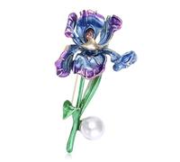 Classical Floral Drip Oil Pin with Pearls Detail, Formal | Artisanal Enameled Irises Pin, Alloy Craftsmanship, for Blouse Jackets, Birthday Present, Gifting Special Moments