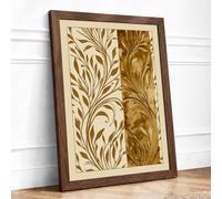 Classical Foliate Panels Botanical Framed Wall Art Print A3 (42×29.7cm) Walnut, Wall Decor for Living Room, Bedroom, Office & Home, Ready to Hang, Art Gift