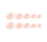 Classical French Fake Nails Toe Nail Tips French Artificial False Over Head Oval For Toes Fingers Nail Art False Toe Flat Shape Wearable
