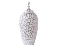 Classical Ginger Jar Nordic Ceramic Vase Creative Simple Ginger Jar With Geometric Pattern Oriental Vase(Silver,10x40.5cm)