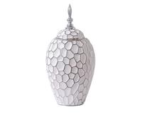 Classical Ginger Jar Nordic Ceramic Vase Creative Simple Ginger Jar With Geometric Pattern Oriental Vase(Silver,9.5x33.5cm)