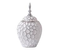 Classical Ginger Jar Nordic Ceramic Vase Creative Simple Ginger Jar With Geometric Pattern Oriental Vase(Silver,9.5x28cm)