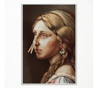 Classical Girl With Clothespin Painting Canvas Wall Art, Vintage Funny Bathroom Poster, Humor Amusing Toilet Art Prints, Girl Pinching Nose Funny Wall Decor 16x24in Unframed