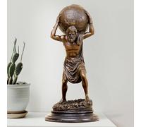 Classical Gr ronze Statue Sculpture, 12.5″ Atlas Solid Statues with Globe Container for Home Office Decor and Decoration