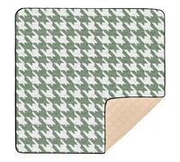 Classical Green White Houndstooth Soft Padded Baby Activity Play Mat for Floor Portable foldablummy Time Activity Mat for Babies Infants Toddlers, 50'' x 50''alfombras para jugar Bebes