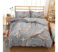 Classical Grey Marble Duvet Cover Set with Yellow Flaw King Size Abstract Art Marbling Print Kids Adult Comforter Cover Bedding Set Fashion Soft Bedroom Quilt Cover Set with 2Pillowcases